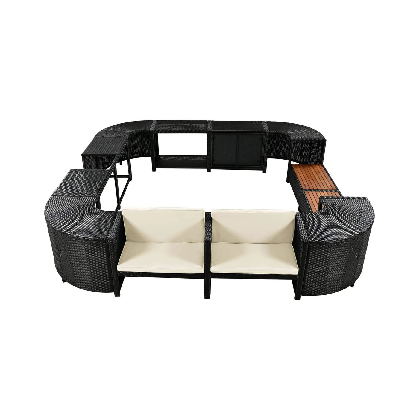 Large Outdoor Quadrilateral Spa Surround Rattan Sectional Sofa Set With Storage Compartments (SAK80217) by SAKSBY WHOLESALE