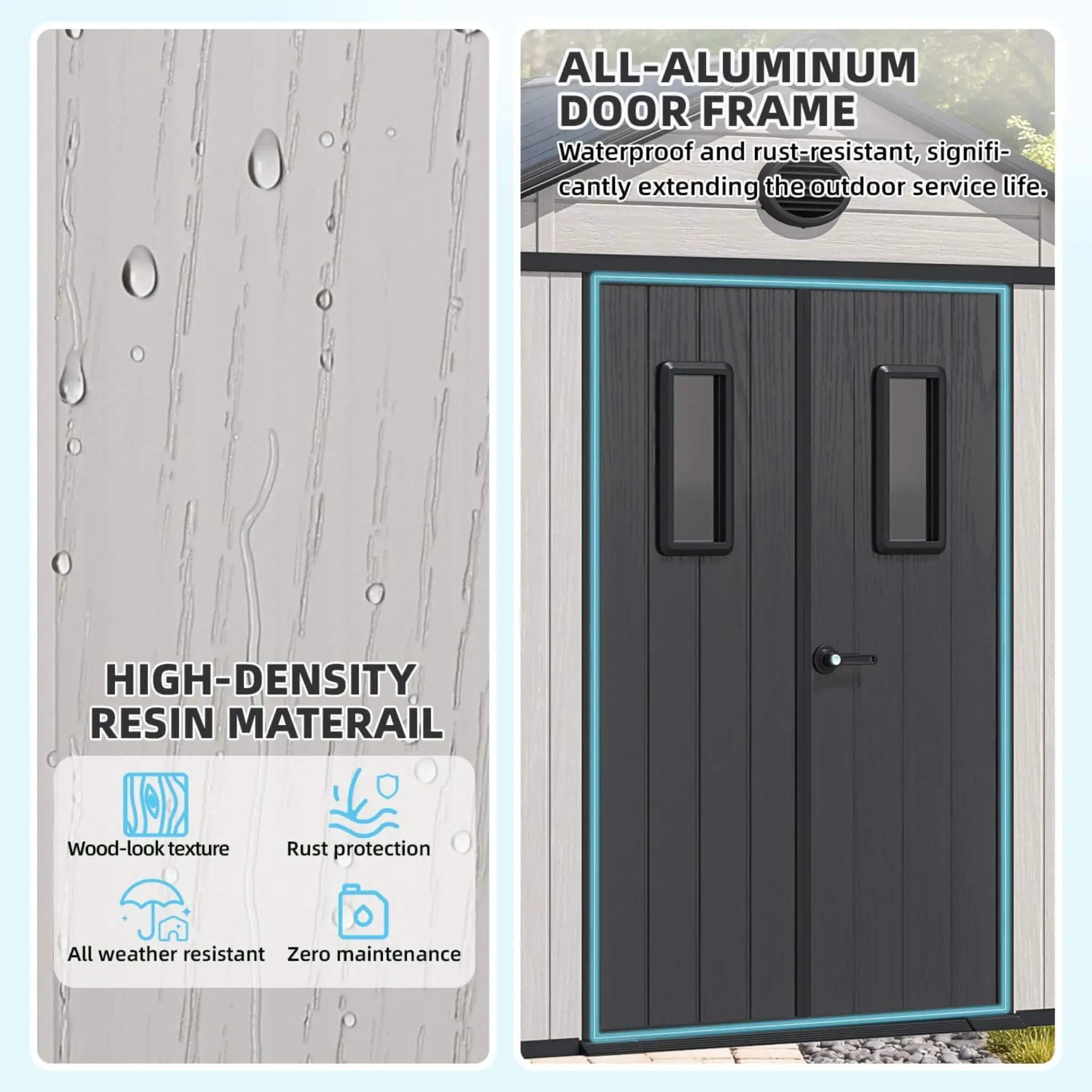 Large Outdoor Resin Storage Shed With Floor, Windows, Lockable Doors, Vents (SAK61784) by SAKSBY WHOLESALE