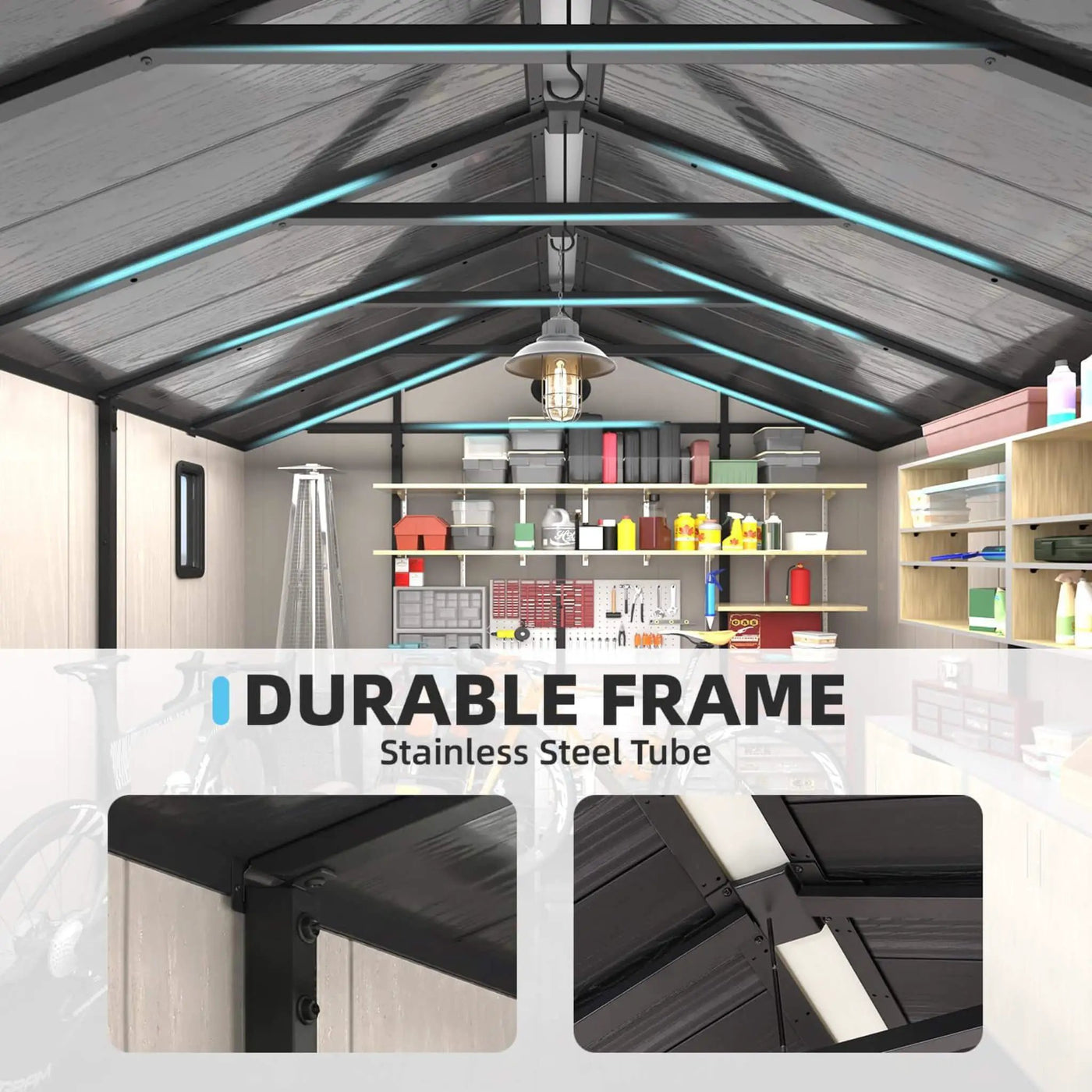 Large Outdoor Resin Storage Shed With Floor, Windows, Lockable Doors, Vents (SAK61784) by SAKSBY WHOLESALE