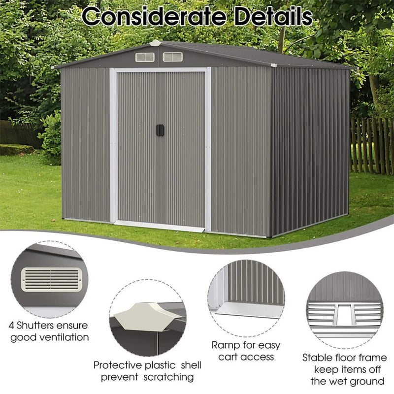 [08X06FT] Alora Premium Outdoor Steel Tool Storage Garden Backyard Shed (SAK74185) by SAKSBY WHOLESALE
