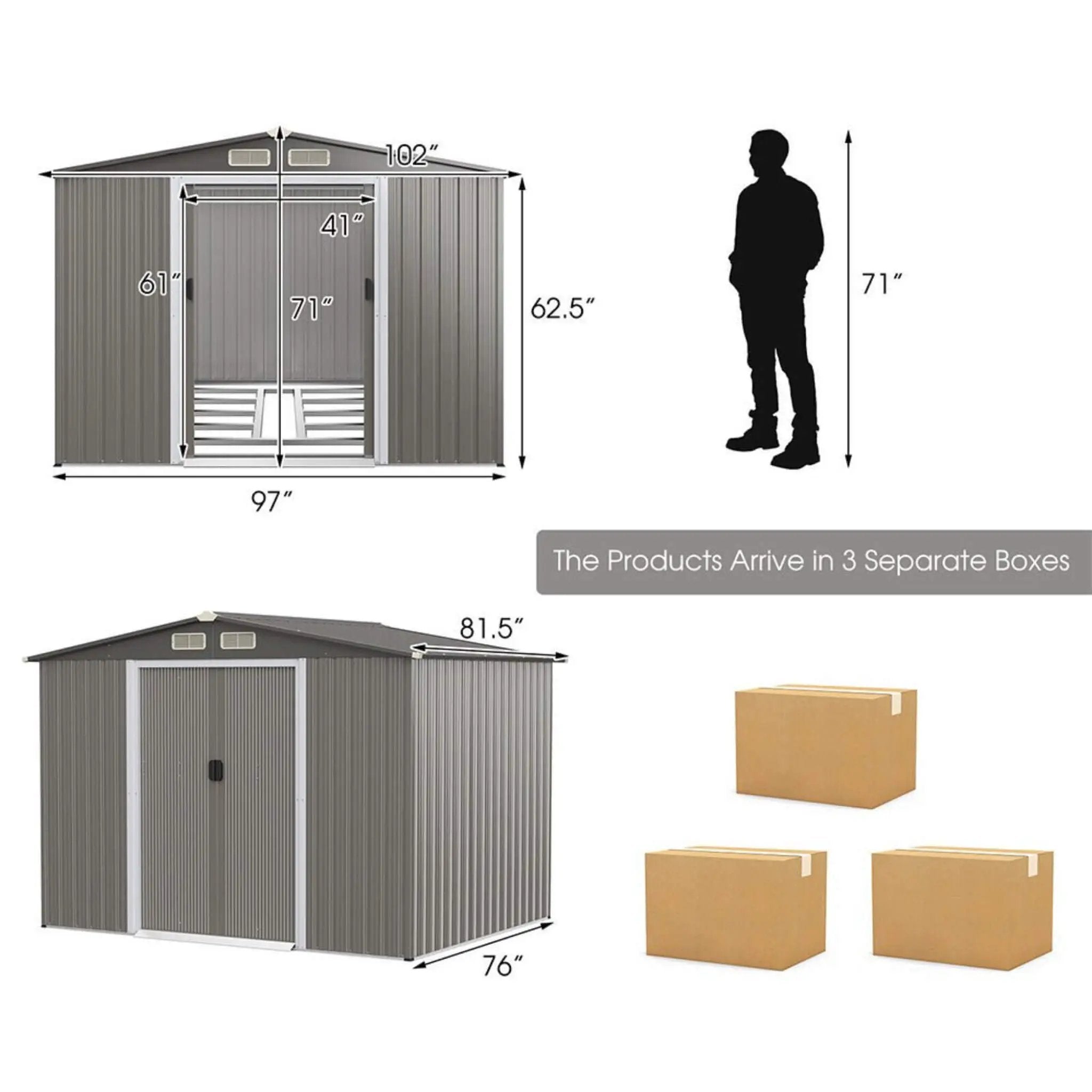 [08X06FT] Alora Premium Outdoor Steel Tool Storage Garden Backyard Shed (SAK74185) by SAKSBY WHOLESALE