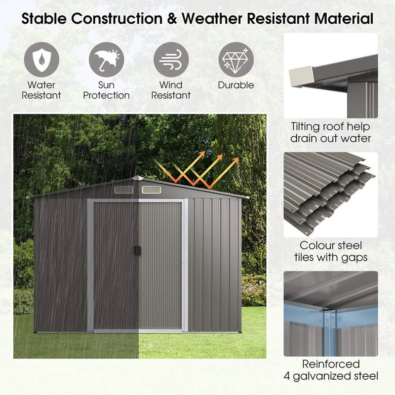 [08X06FT] Alora Premium Outdoor Steel Tool Storage Garden Backyard Shed (SAK74185) by SAKSBY WHOLESALE