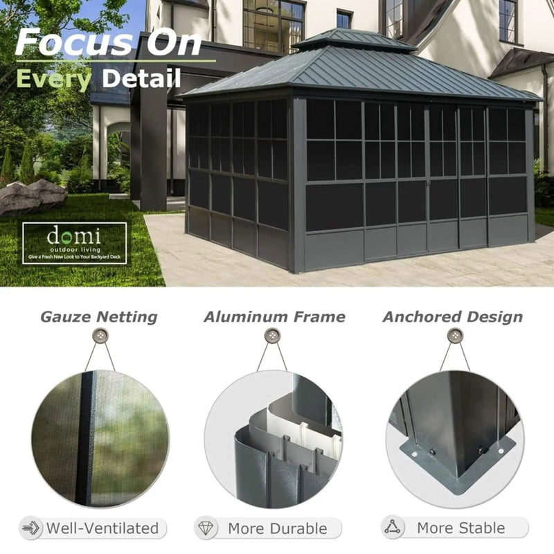 [12X14FT] Alora Veranda Large Heavy-Duty All-Season Steel Top Aluminum Double Roof Backyard Sunroom (SAK97284) by SAKSBY WHOLESALE