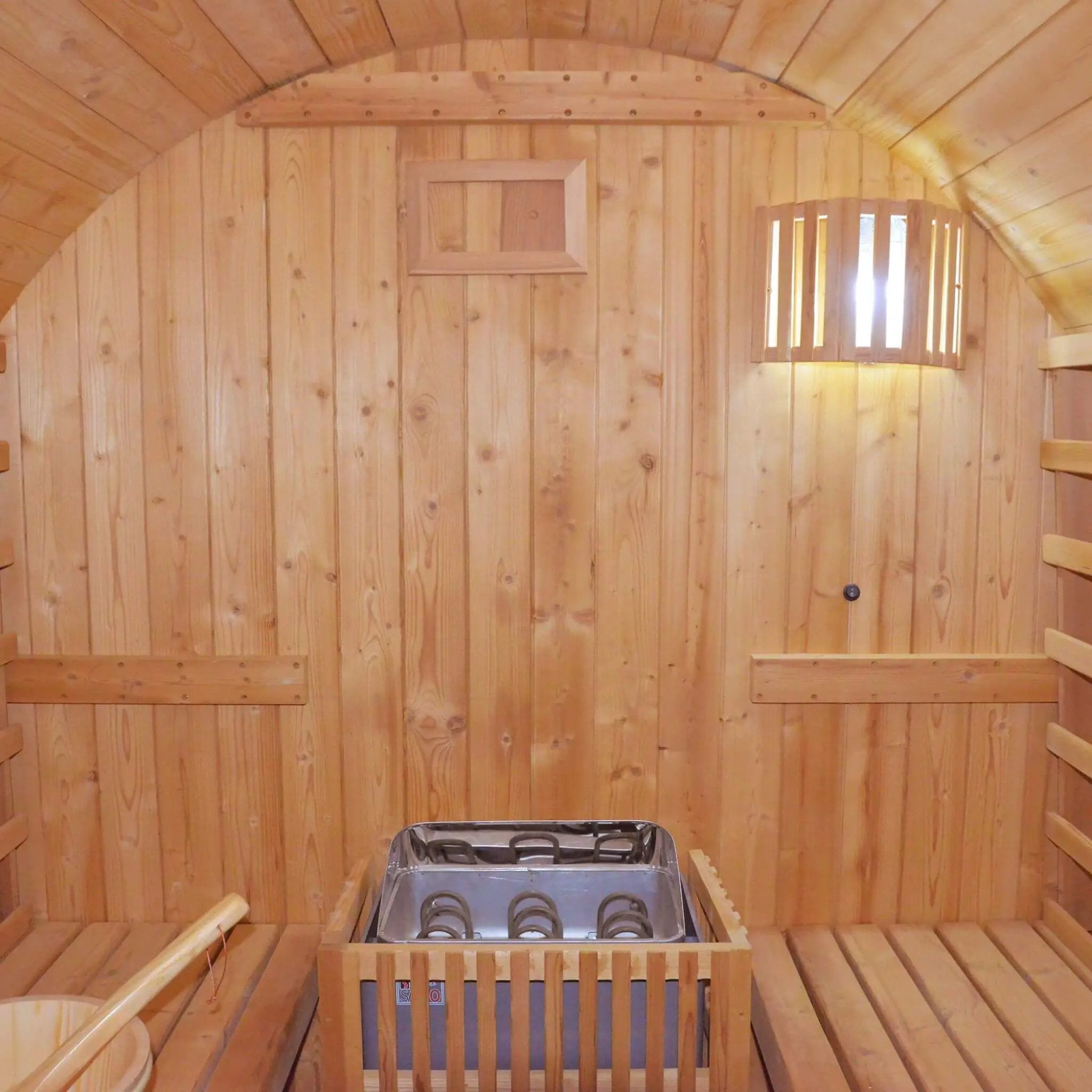 Thermora Ignite Large Premium American White Oak Outdoor Wooden Barrel Sauna With 4.5KW Sauna Heater (SAK45968) by SAKSBY WHOLESALE