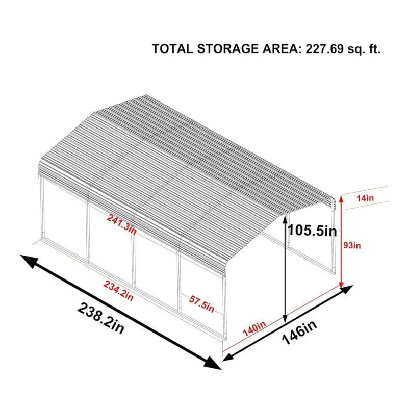 [12X20FT] Alora Premium Modern Heavy-Duty Outdoor Alloy Steel Carport Canopy (SAK91486) by SAKSBY WHOLESALE