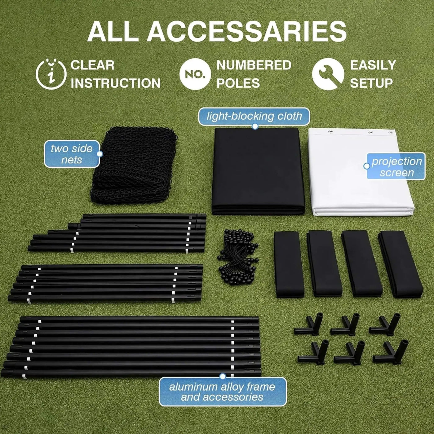 Large Premium Indoor Golf Simulator Enclosure Net With Frame And HD Screen Kit [ENCLOSURE ONLY] (SAK34172) by SAKSBY WHOLESALE
