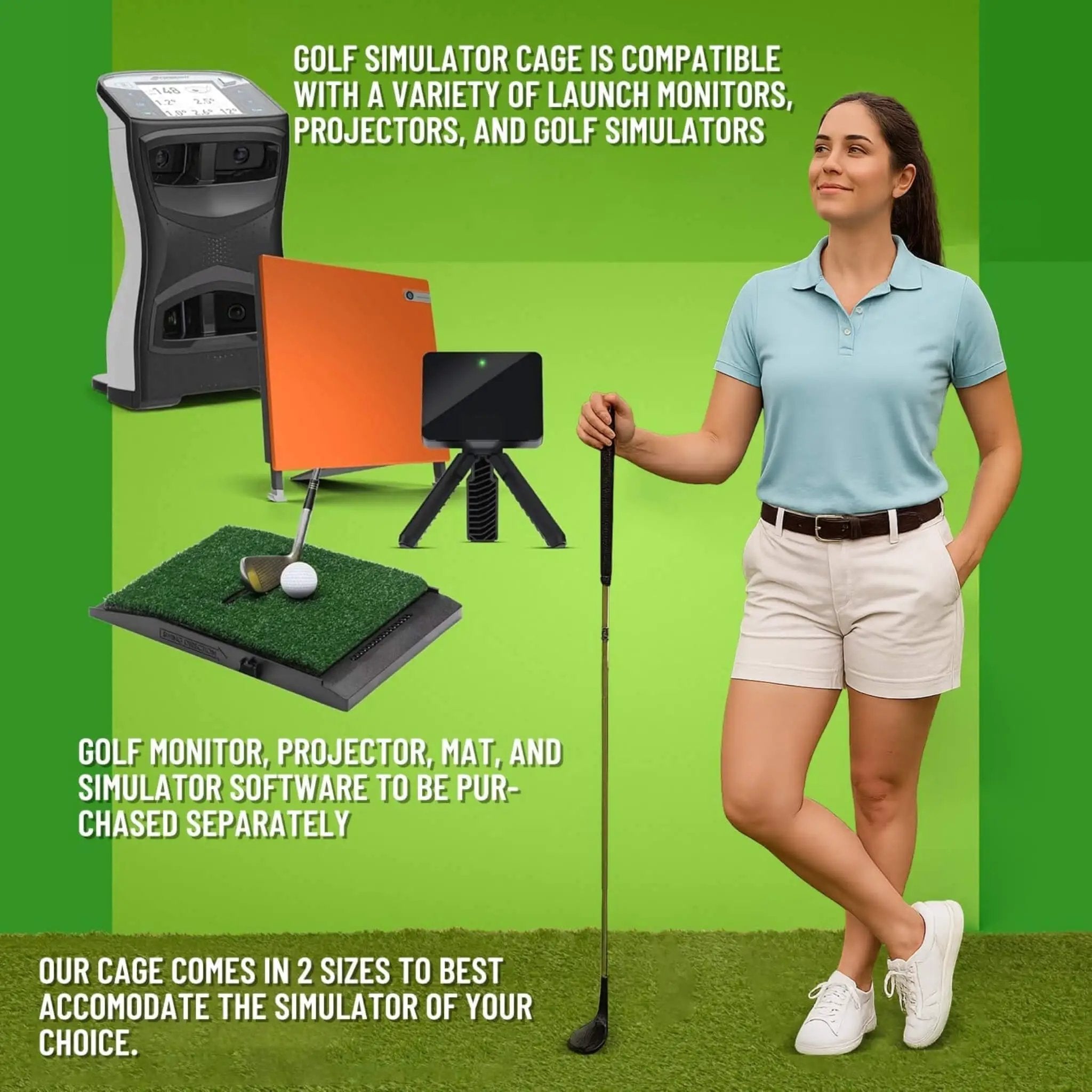 Large Premium Indoor Golf Simulator Enclosure Net With Frame And HD Screen Kit [ENCLOSURE ONLY] (SAK34172) by SAKSBY WHOLESALE