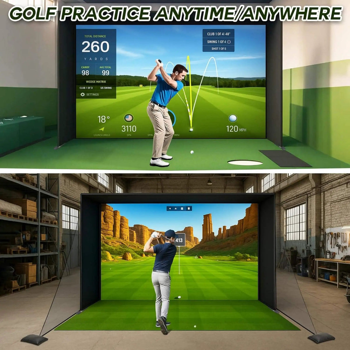 Large Premium Indoor Golf Simulator Enclosure Net With Frame And HD Screen Kit [ENCLOSURE ONLY] (SAK34172) by SAKSBY WHOLESALE