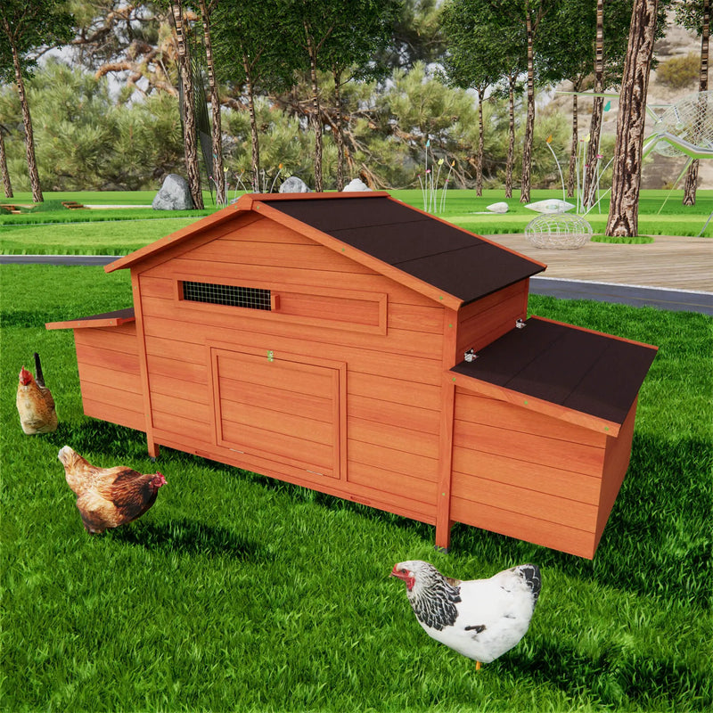 Large 44-Inch Premium Outdoor Spacious Wooden Chicken Coop With Two-Sides Nesting Boxes (SAK21875) by SAKSBY WHOLESALE