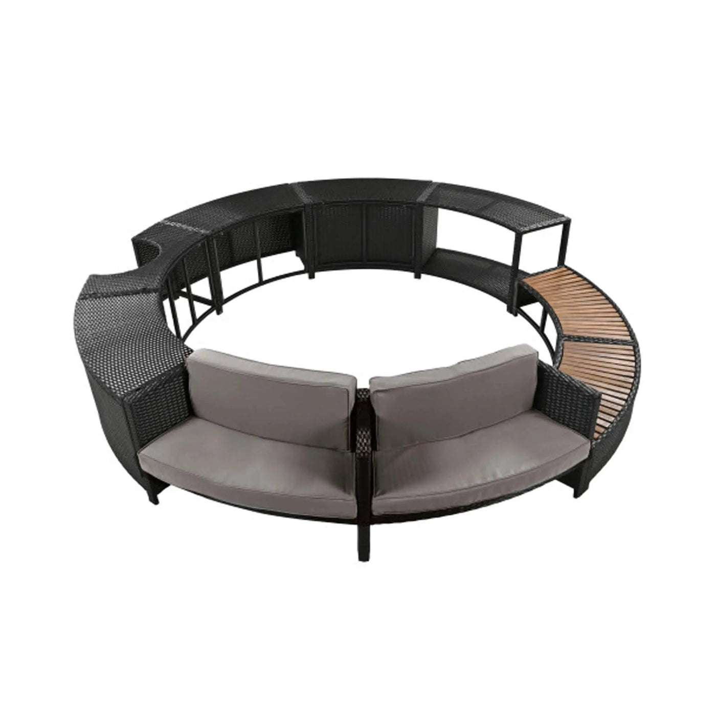 Large Premium Surround Spa Patio Rattan Sofa Set With Storage Compartments And Cushions (SAK75629) by SAKSBY WHOLESALE