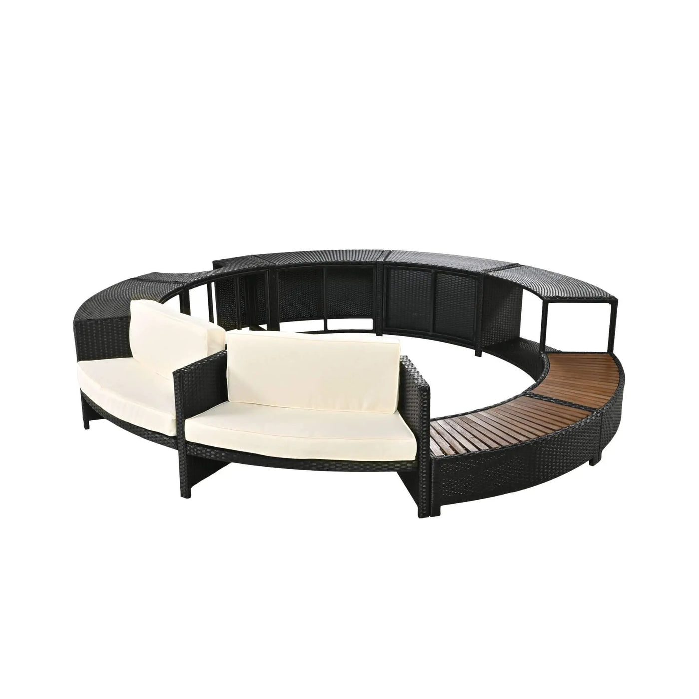 Large Premium Surround Spa Patio Rattan Sofa Set With Storage Compartments And Cushions (SAK75629) by SAKSBY WHOLESALE