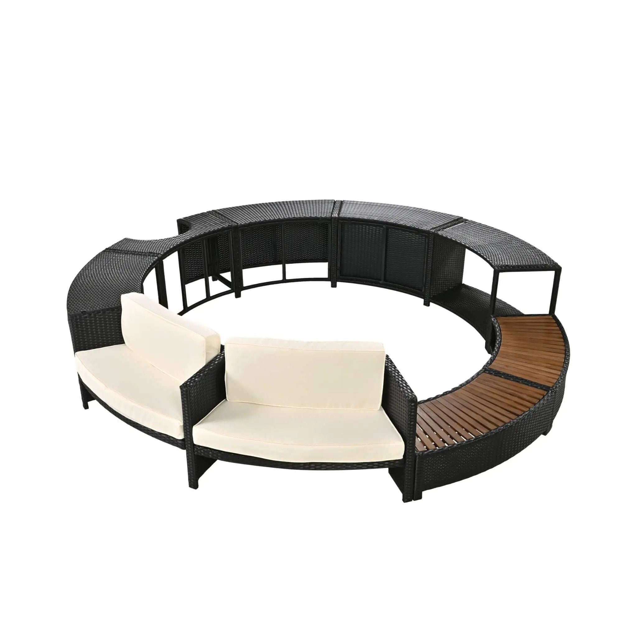 Large Premium Surround Spa Patio Rattan Sofa Set With Storage Compartments And Cushions (SAK75629) by SAKSBY WHOLESALE