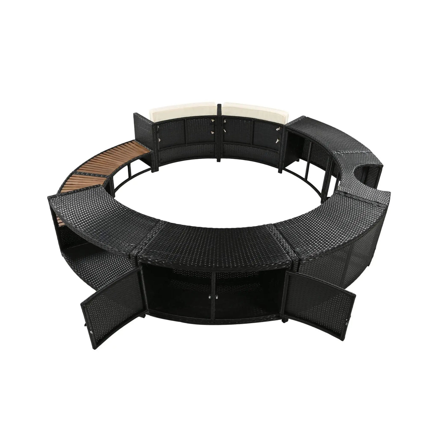 Large Premium Surround Spa Patio Rattan Sofa Set With Storage Compartments And Cushions (SAK75629) by SAKSBY WHOLESALE