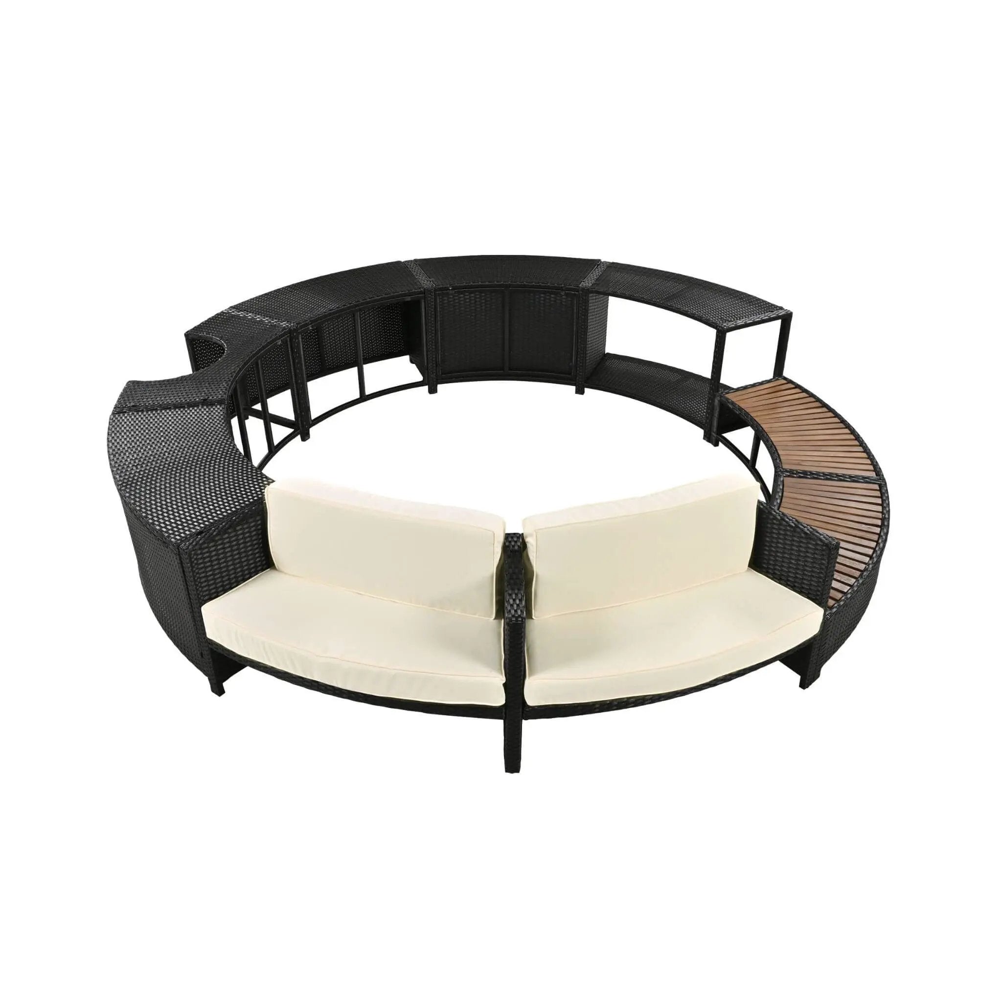 Large Premium Surround Spa Patio Rattan Sofa Set With Storage Compartments And Cushions (SAK75629) by SAKSBY WHOLESALE