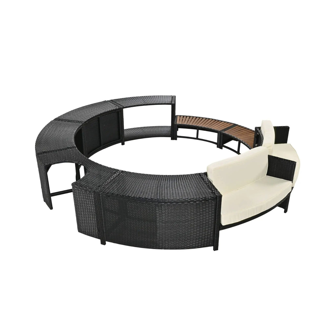 Large Premium Surround Spa Patio Rattan Sofa Set With Storage Compartments And Cushions (SAK75629) by SAKSBY WHOLESALE