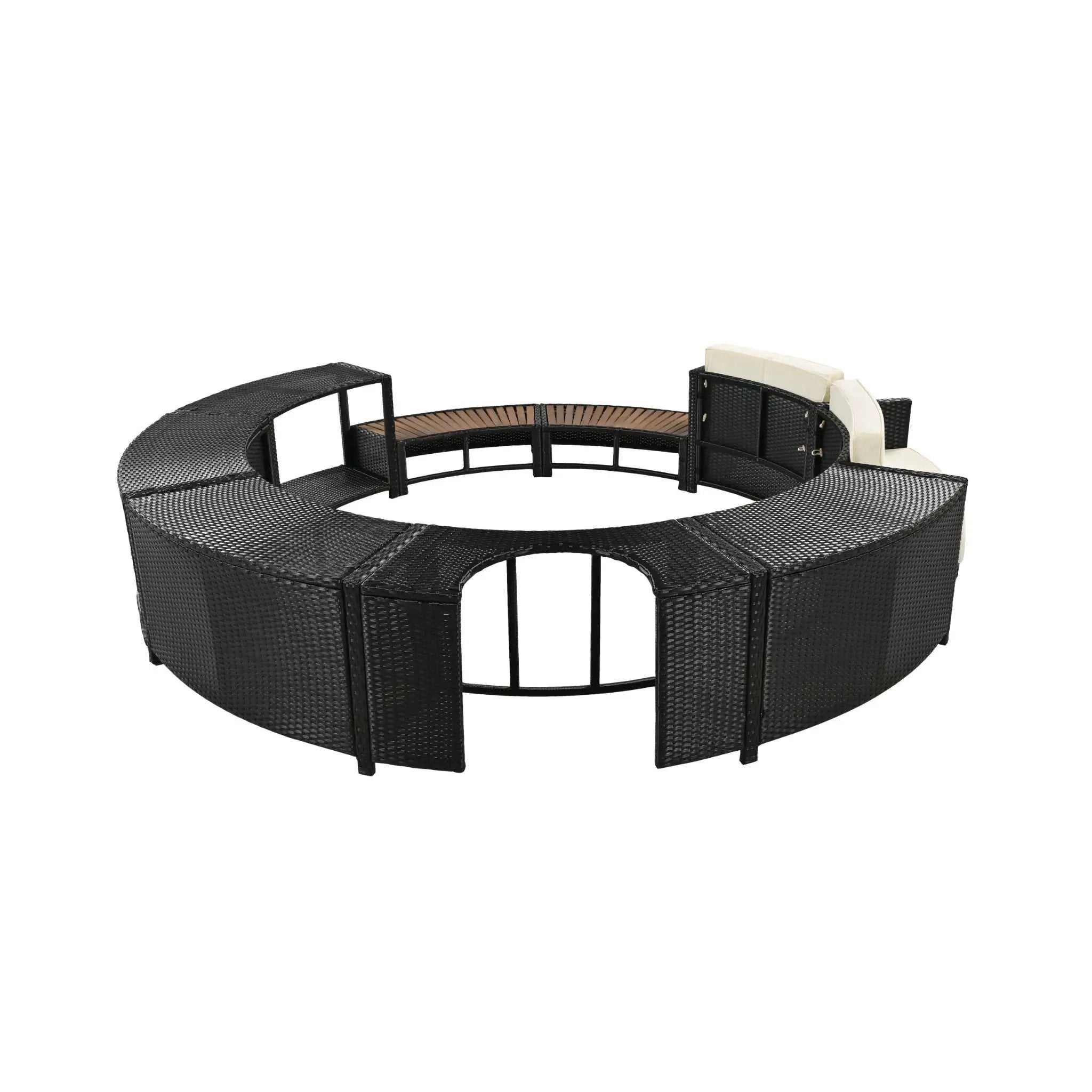 Large Premium Surround Spa Patio Rattan Sofa Set With Storage Compartments And Cushions (SAK75629) by SAKSBY WHOLESALE