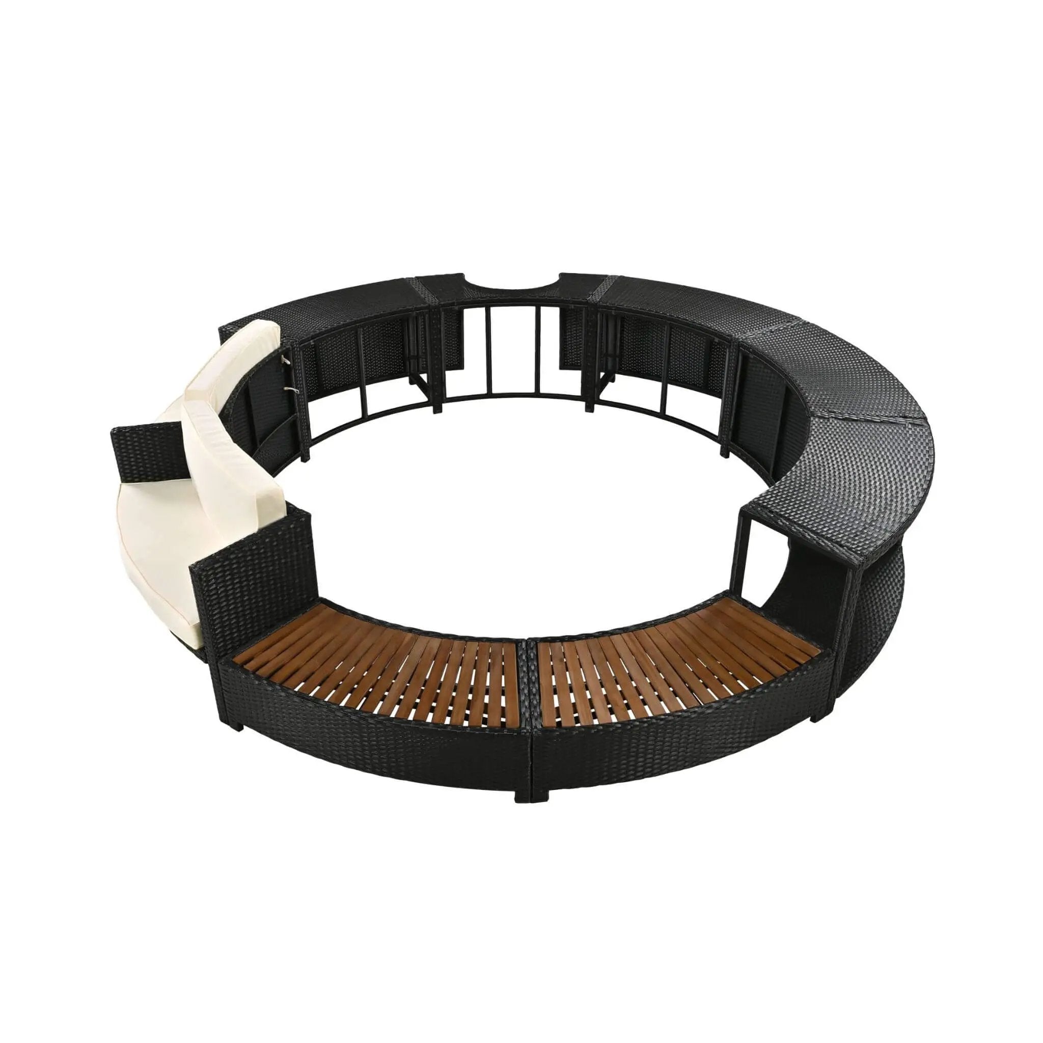 Large Premium Surround Spa Patio Rattan Sofa Set With Storage Compartments And Cushions (SAK75629) by SAKSBY WHOLESALE
