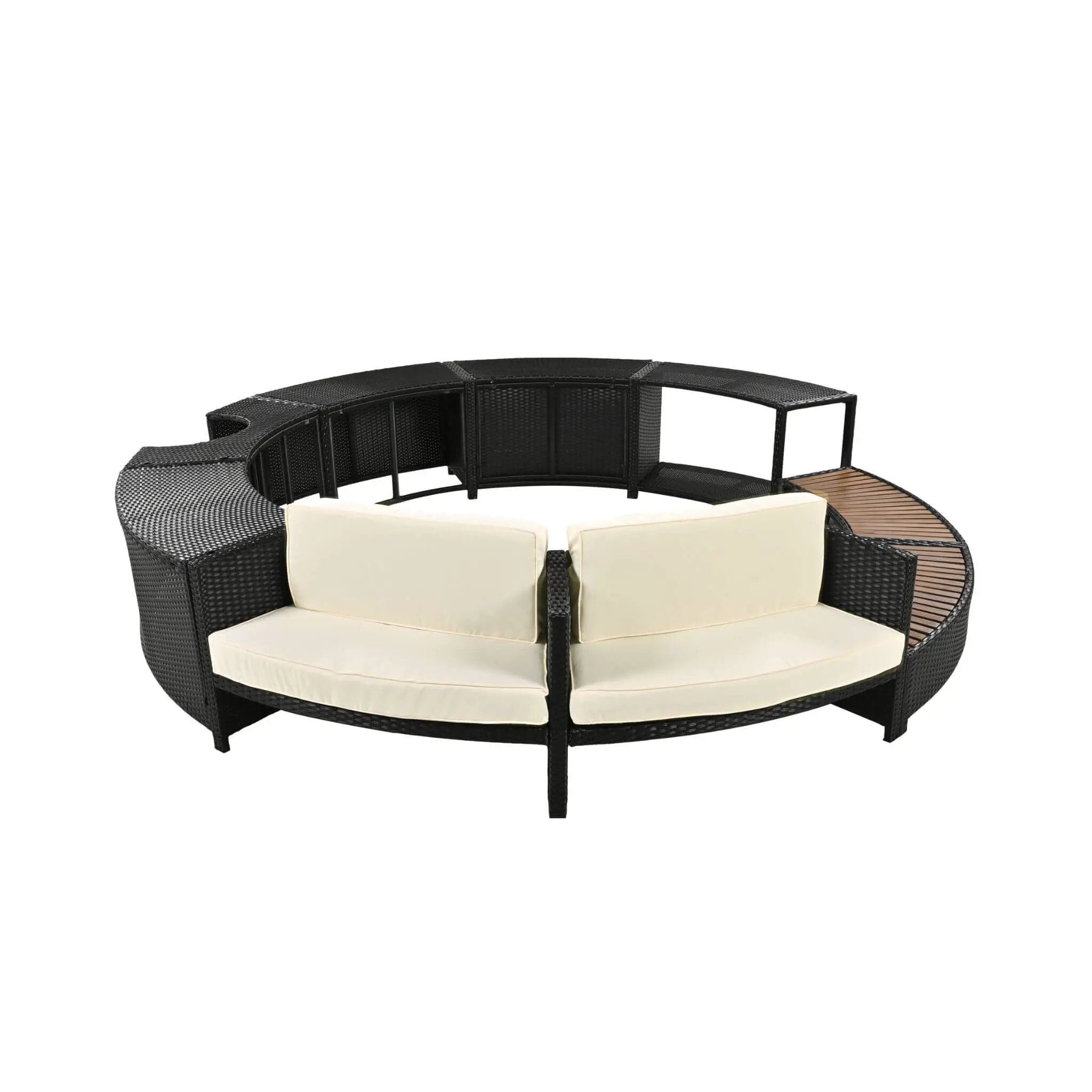 Large Premium Surround Spa Patio Rattan Sofa Set With Storage Compartments And Cushions (SAK75629) by SAKSBY WHOLESALE