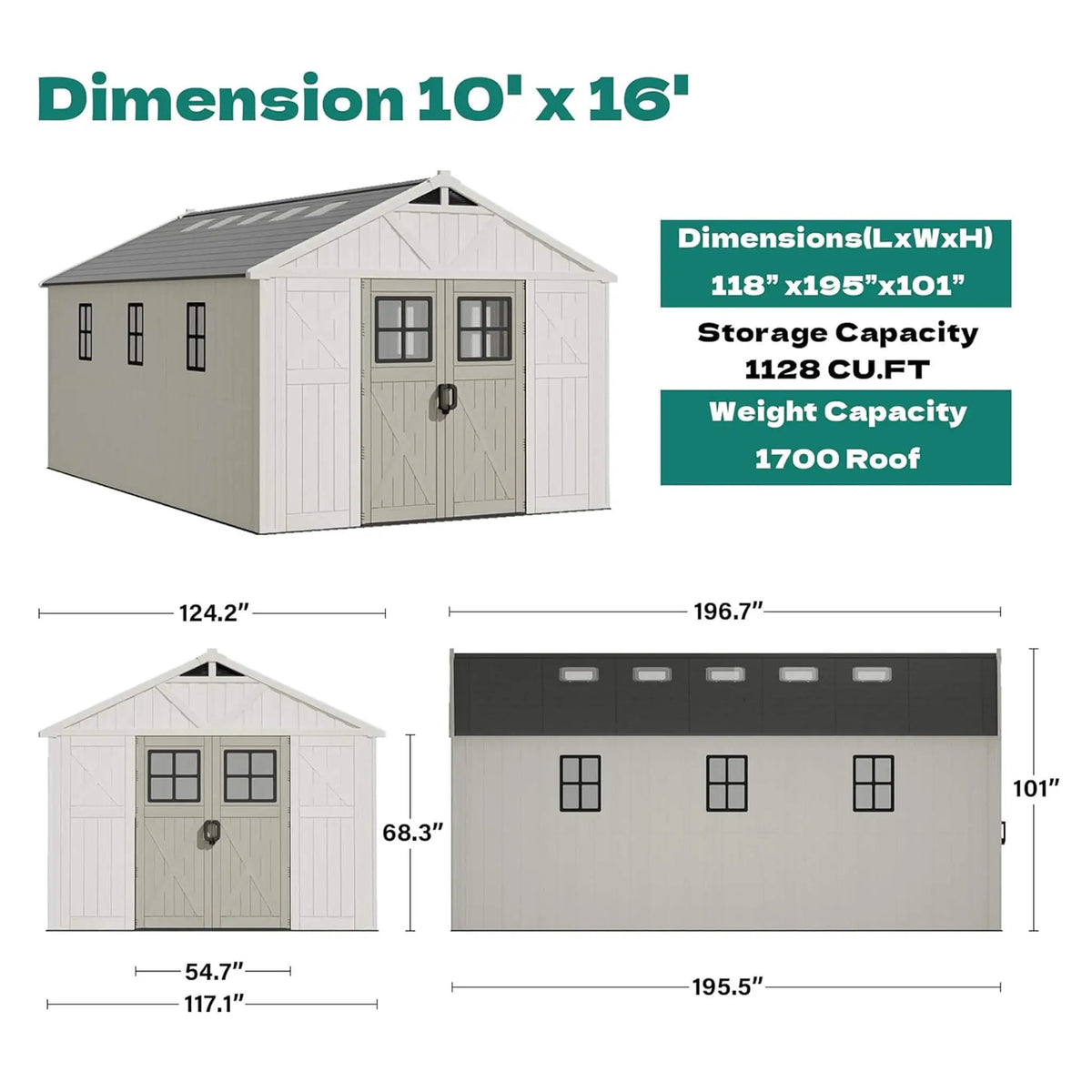 Alora Large Resin Outdoor Storage Shed With Floor, Windows, And Lockable Door (SAK98421) by SAKSBY WHOLESALE