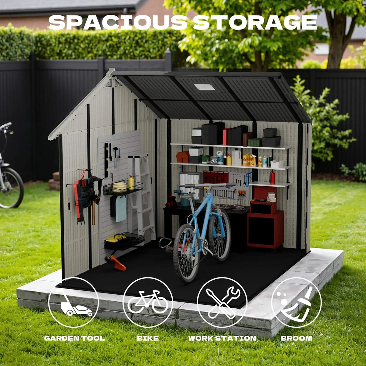 Alora Large Resin Outdoor Storage Shed With Floor, Windows, And Lockable Door (SAK98421) by SAKSBY WHOLESALE