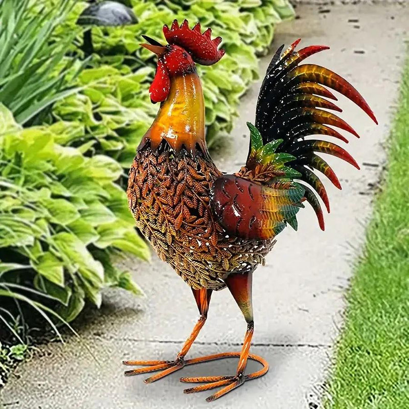 Large Rustic Metal Chicken Garden Stake for Outdoor Decor by House Of Avana