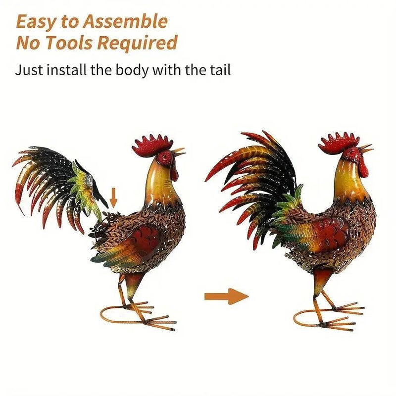 Large Rustic Metal Chicken Garden Stake for Outdoor Decor by House Of Avana