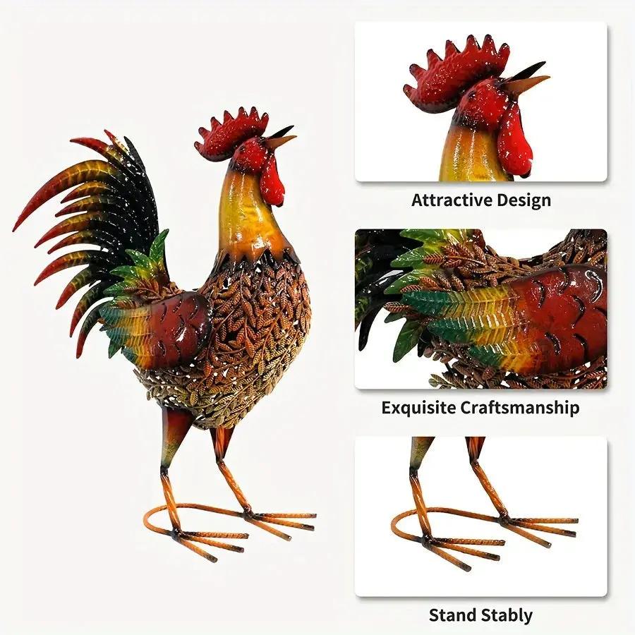 Large Rustic Metal Chicken Garden Stake for Outdoor Decor by House Of Avana
