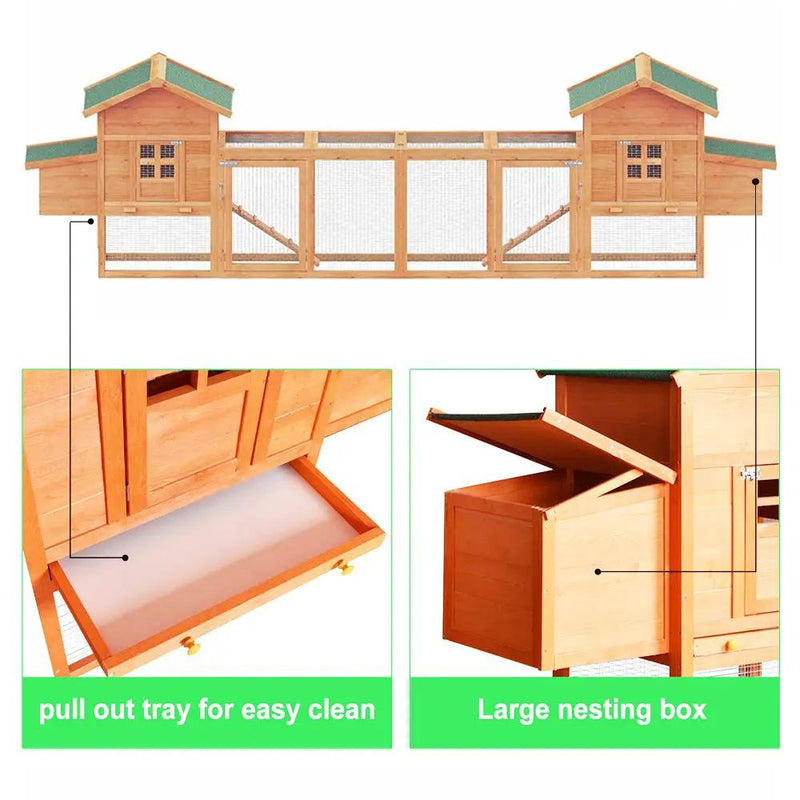 Large 160-Inch Wooden Backyard Hen Chicken Coop Enclosure W/ Nest Box & Run (SAK96451) by SAKSBY WHOLESALE