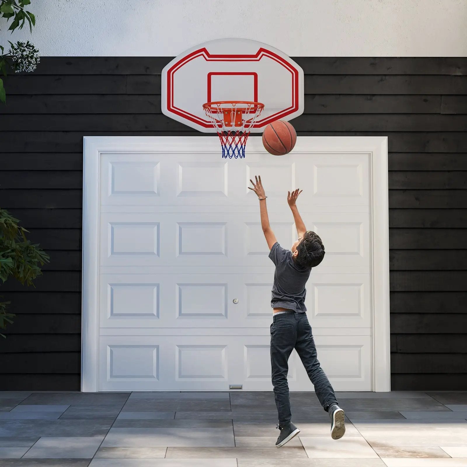 Large Wall Mounted Basketball Hoop with Shatter-proof Backboard by DirectDeals