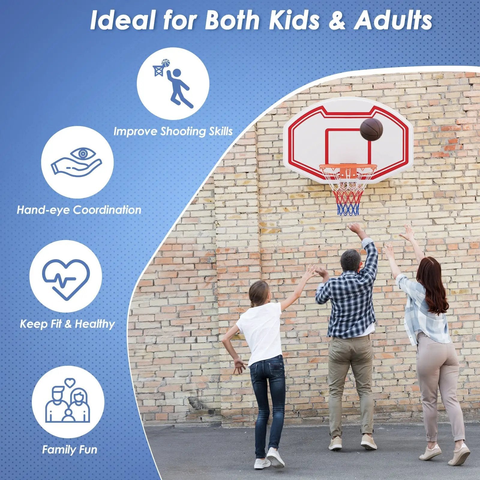 Large Wall Mounted Basketball Hoop with Shatter-proof Backboard by DirectDeals