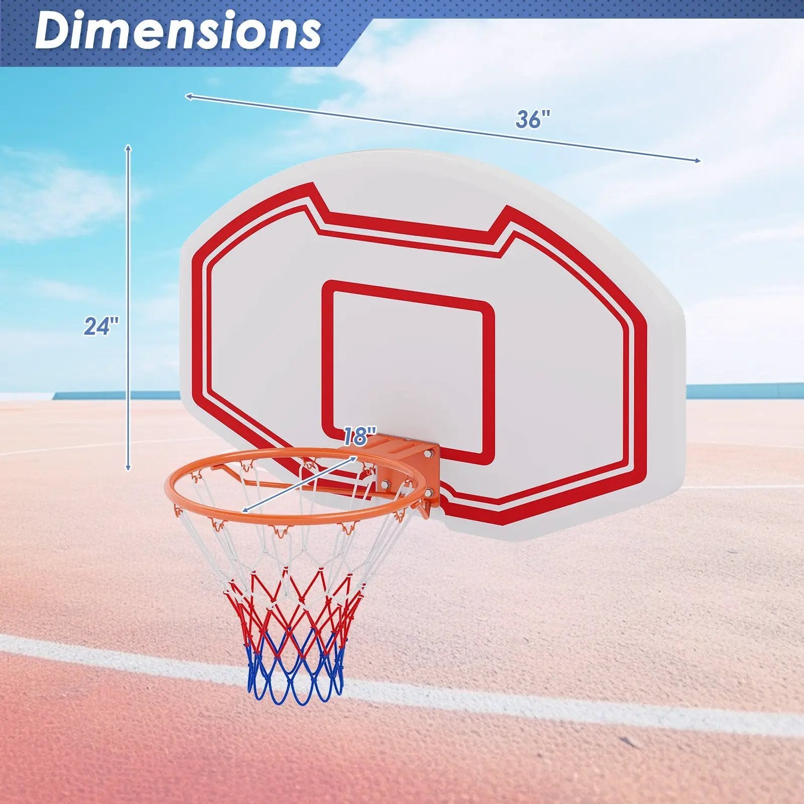 Large Wall Mounted Basketball Hoop with Shatter-proof Backboard by DirectDeals