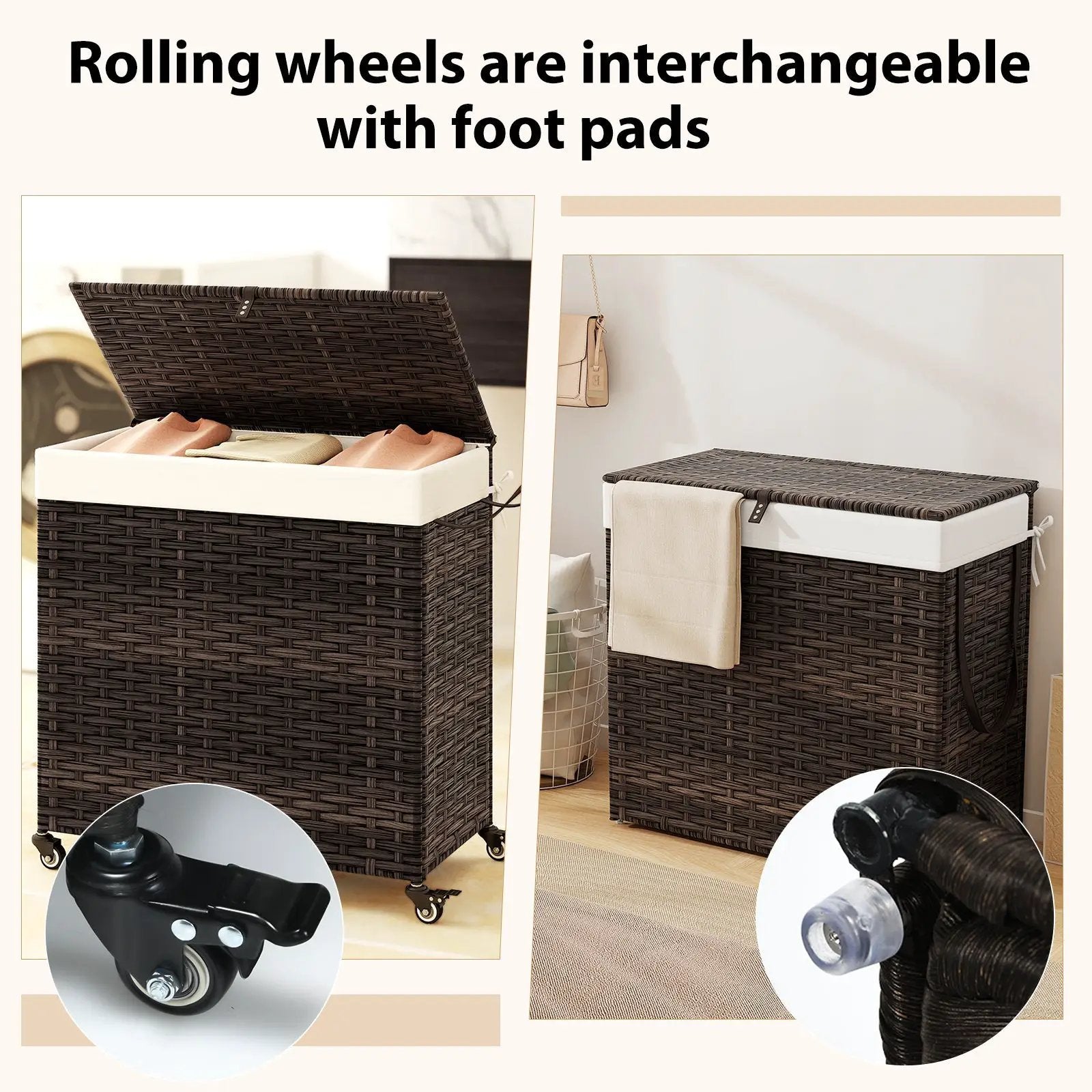 Laundry Hamper with Wheels and Lid by DirectDeals