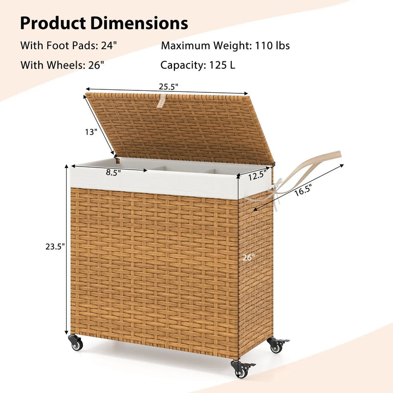 Laundry Hamper with Wheels and Lid by DirectDeals
