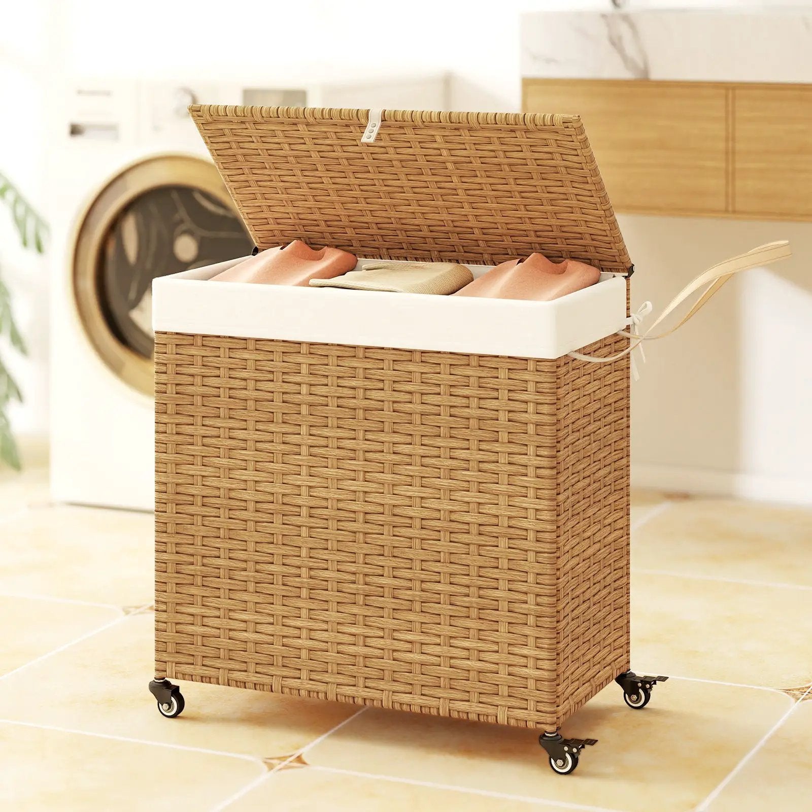 Laundry Hamper with Wheels and Lid by DirectDeals