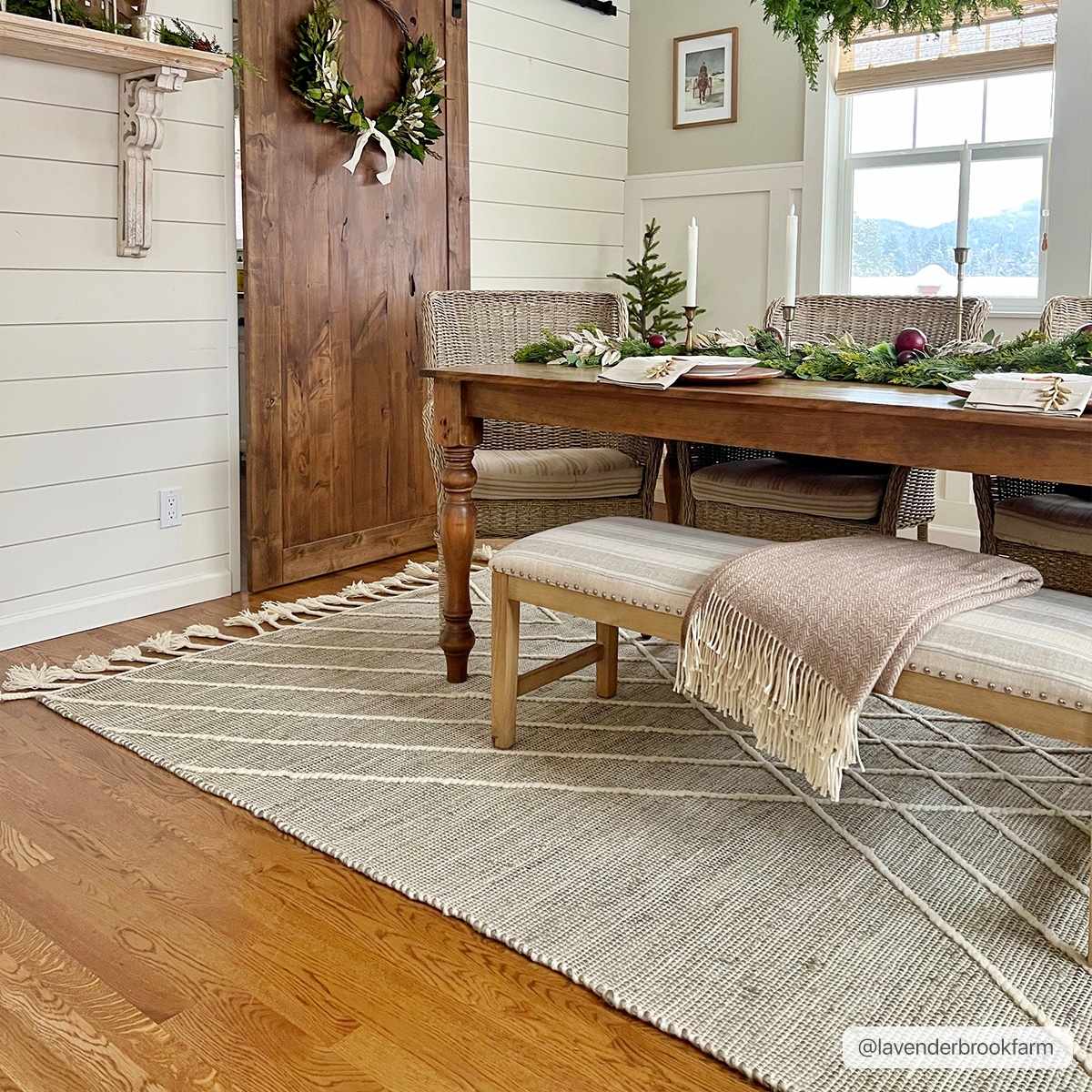Marbletown Jute&Wool Blend Rug with Tassels - Clearance by Boutique Rugs