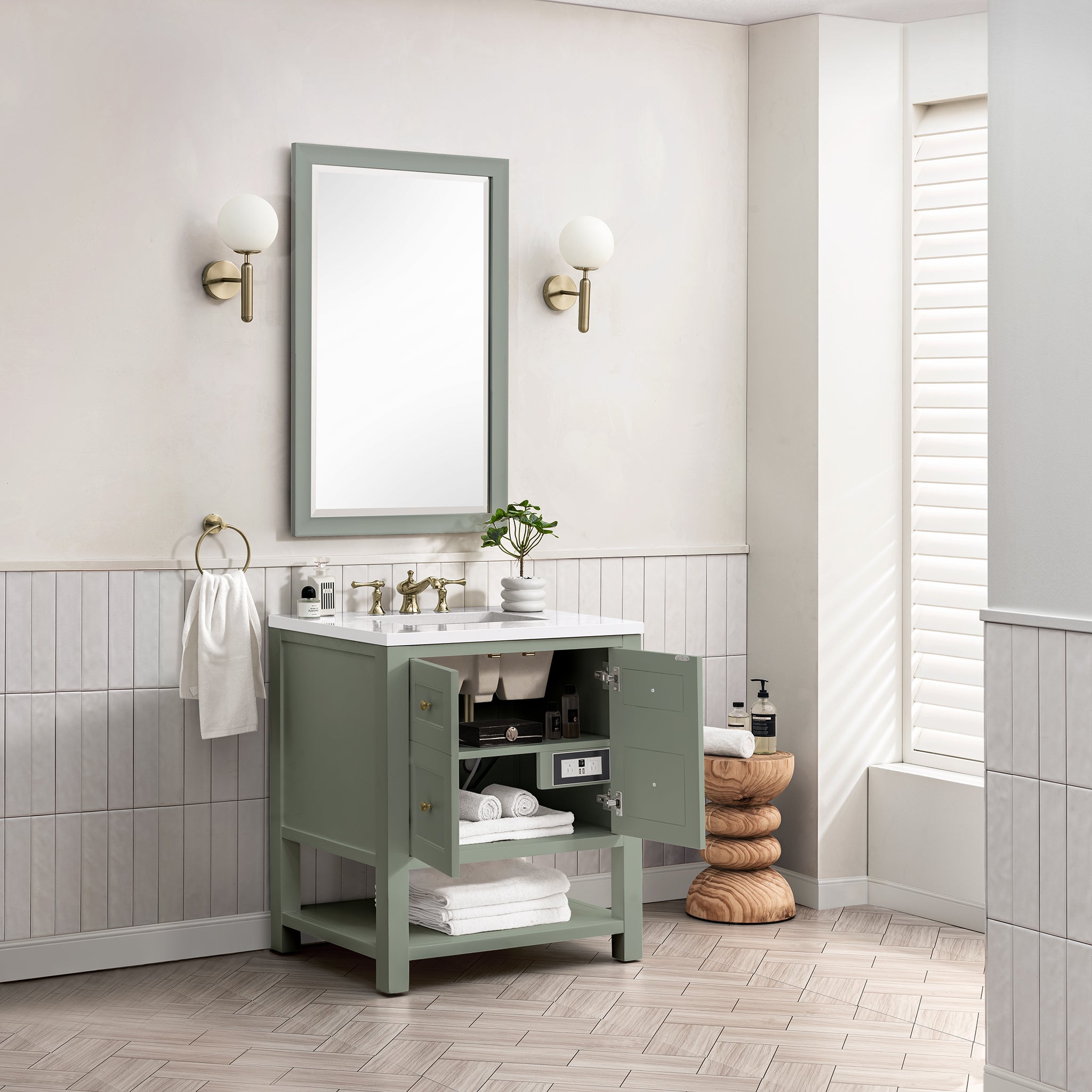 James Martin Breckenridge 30" Single Bathroom Vanity, Smokey Celadon, view 25