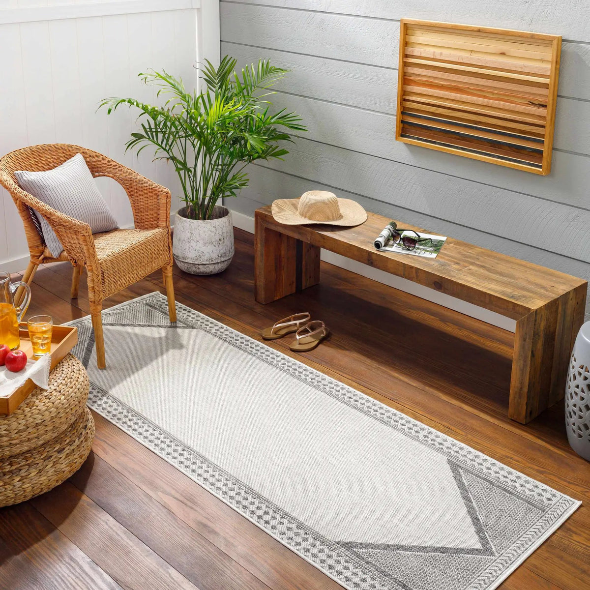 Efrem Off White Outdoor Carpet Area Rug - Clearance, installed in a room