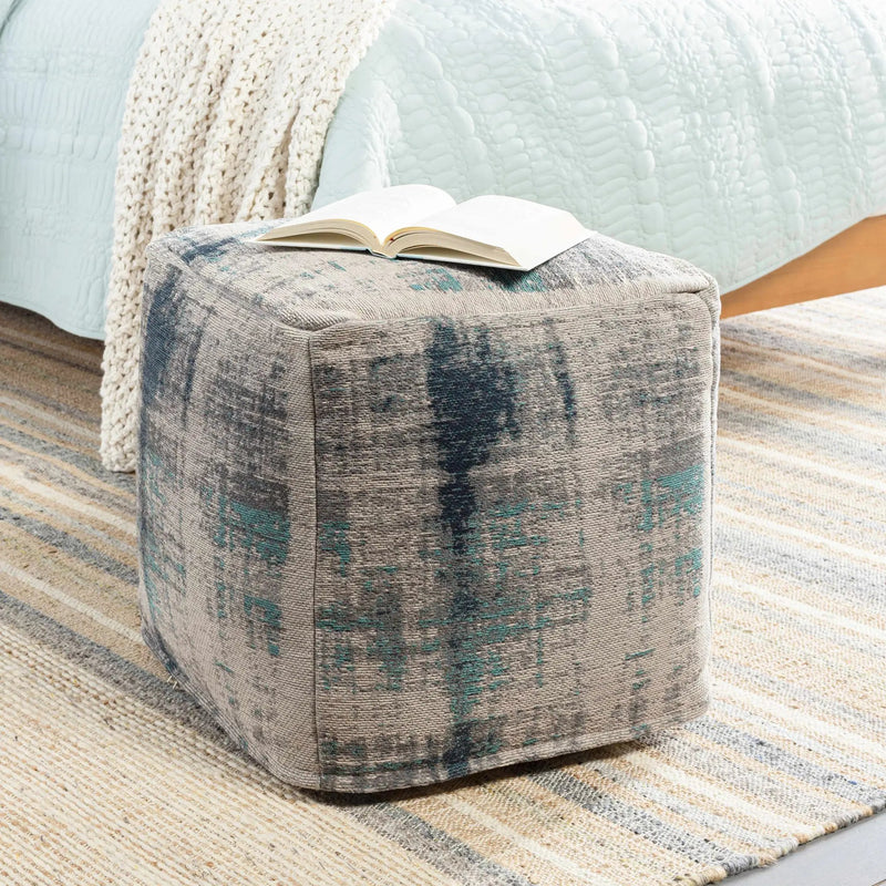 Albertville Knitted Gray Cotton Pouf by Boutique Rugs