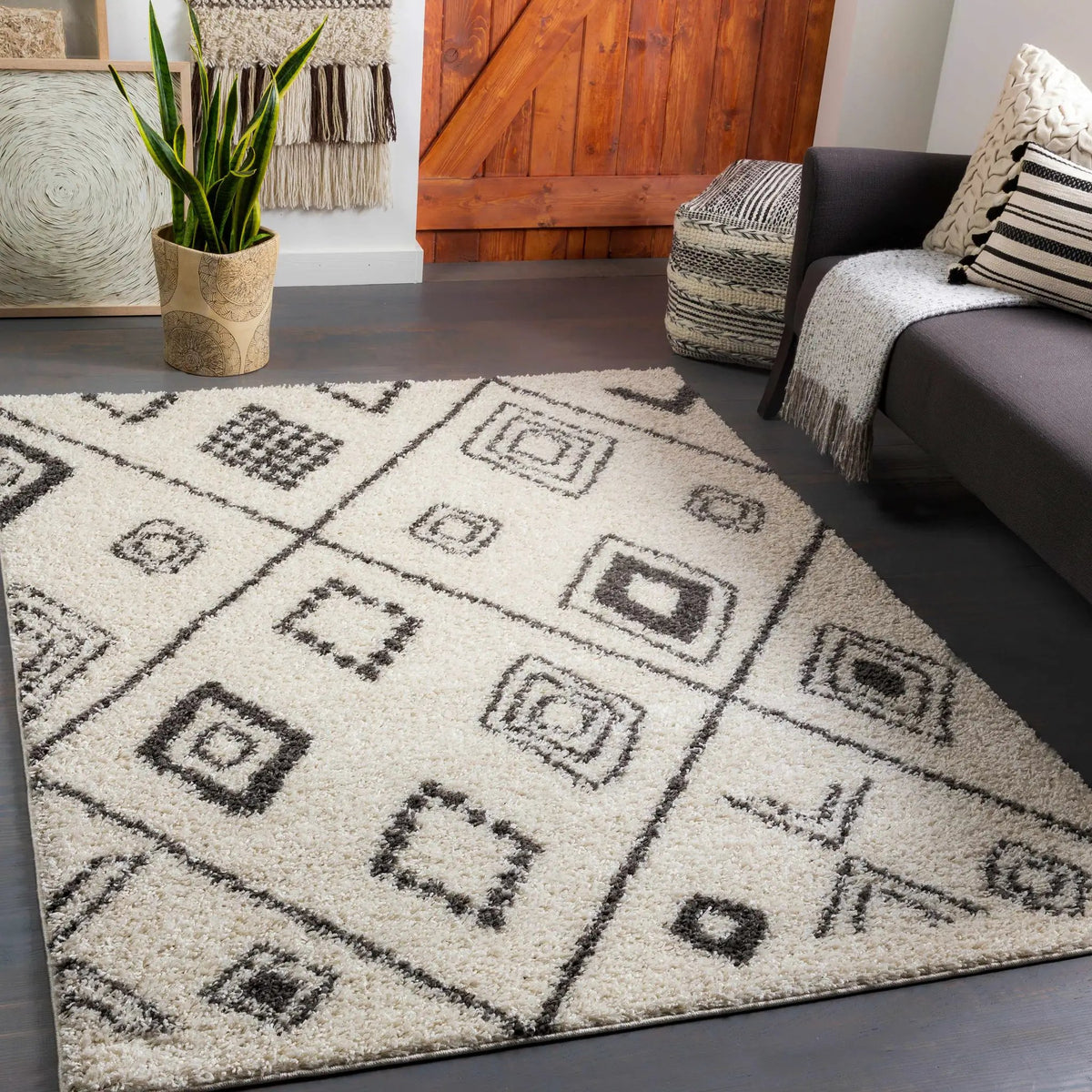 Albury Tribal Trellis Area Carpet - Clearance, installed in a room