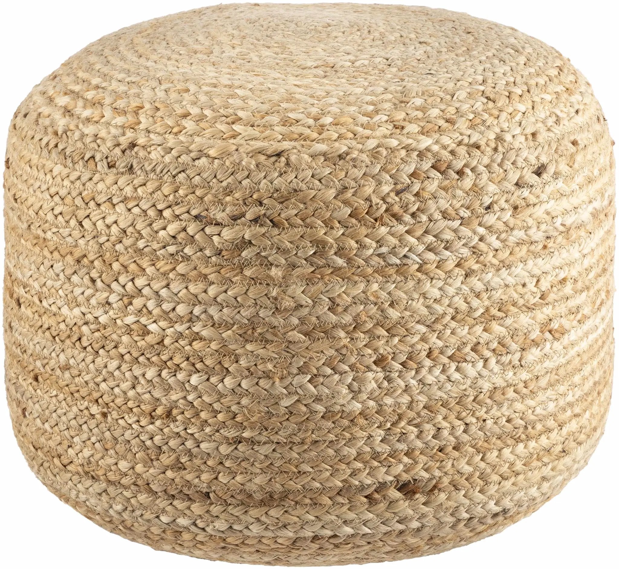 Lavertezzo Brick Red Knitted Beige Cotton Pouf by Boutique Rugs