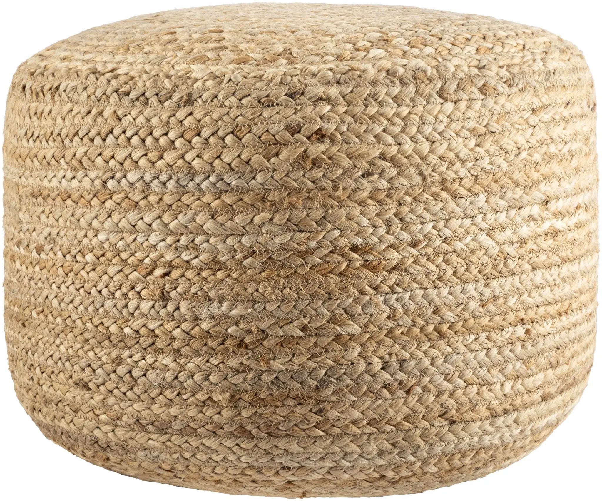 Lavertezzo Brick Red Knitted Beige Cotton Pouf by Boutique Rugs