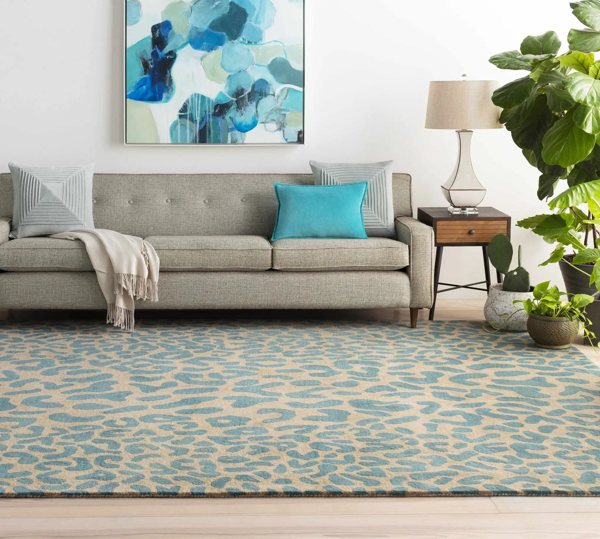 Lockbourne Leopard Print Area Rug, installed in a room 2