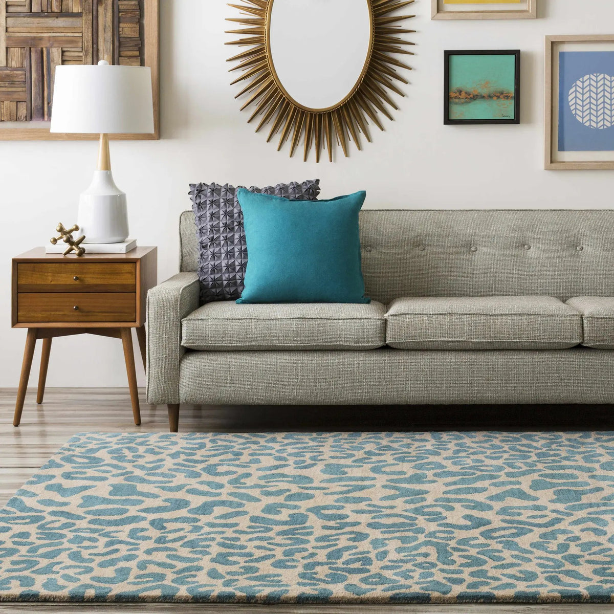 Lockbourne Leopard Print Area Rug, installed in a room