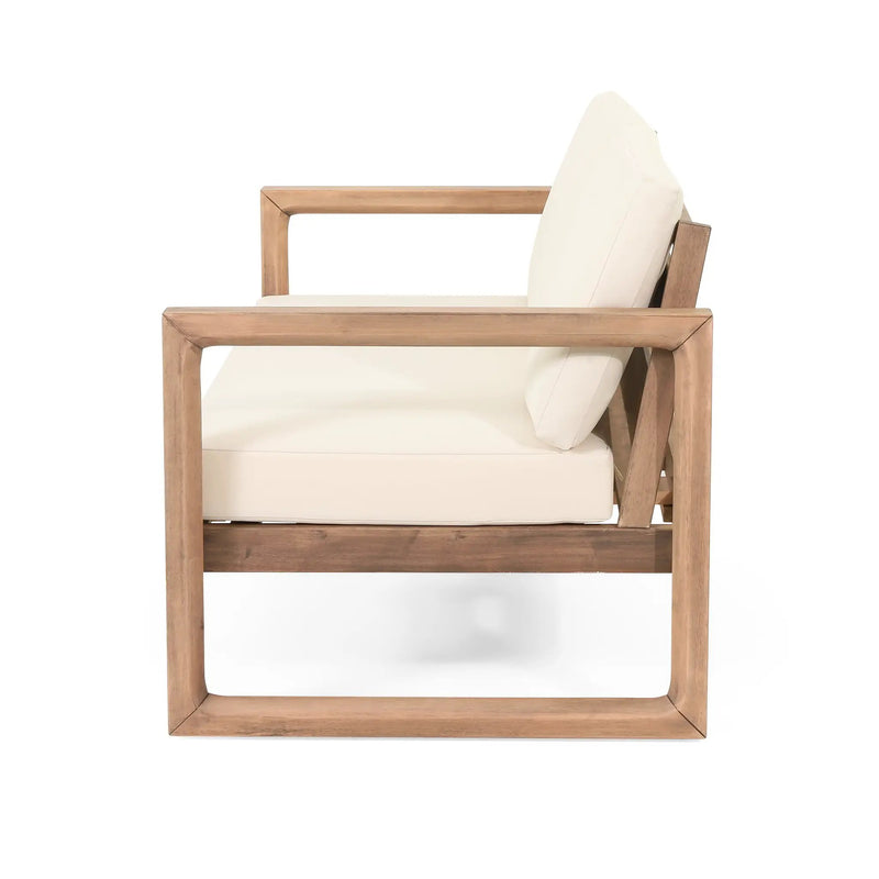 Outdoor Acacia Wood Loveseat and Coffee Table Set with Cushions by HouseOfZazla