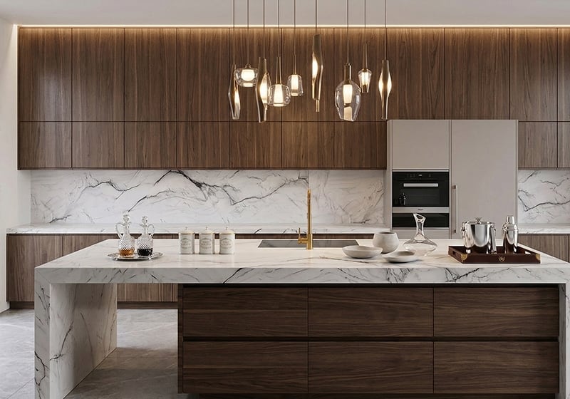 Le Blanc Polished Quartzite Slab Random 3/4 room scene 2