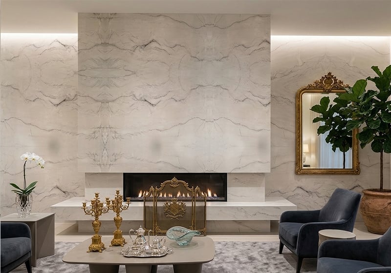 Le Blanc Polished Quartzite Slab Random 3/4 room scene 4