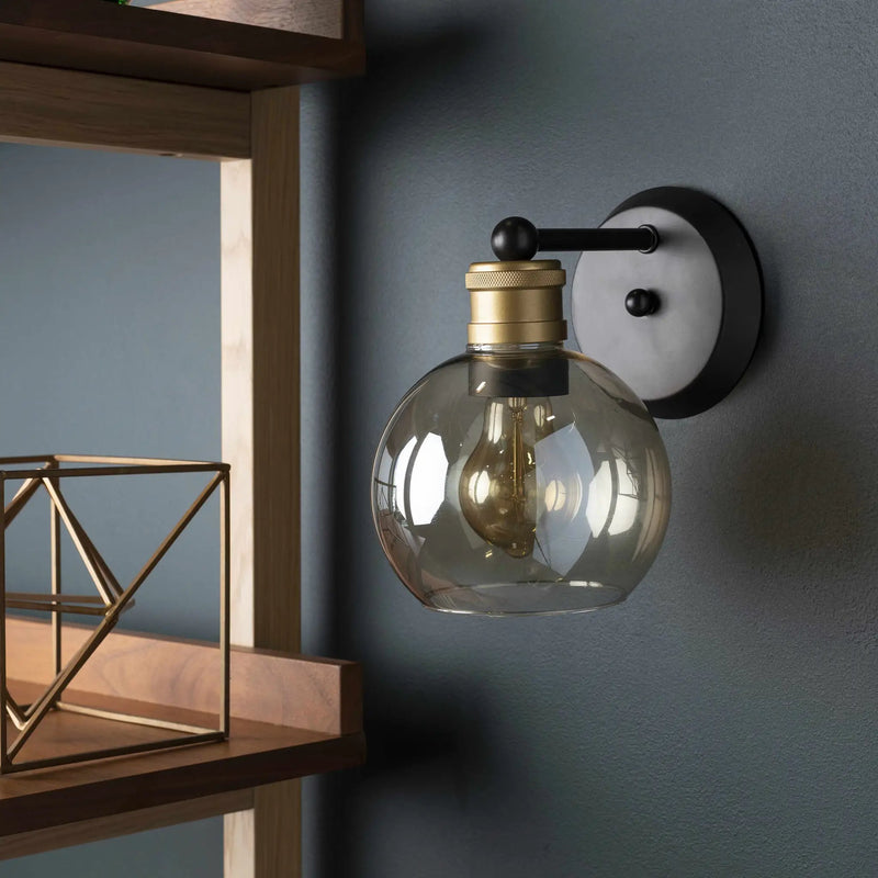 Leabrook Black Metal Wall Sconce by Boutique Rugs