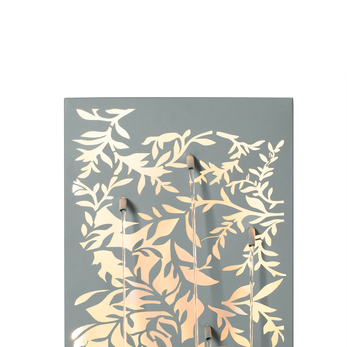 Metal Wall Fountain Outdoor Cut Leaf Panel Backlit, close-up of the surface