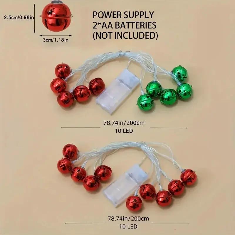 LED Bell Light Strand, 2m Long, 10 Lights for Home and Christmas Decor by House Of Avana