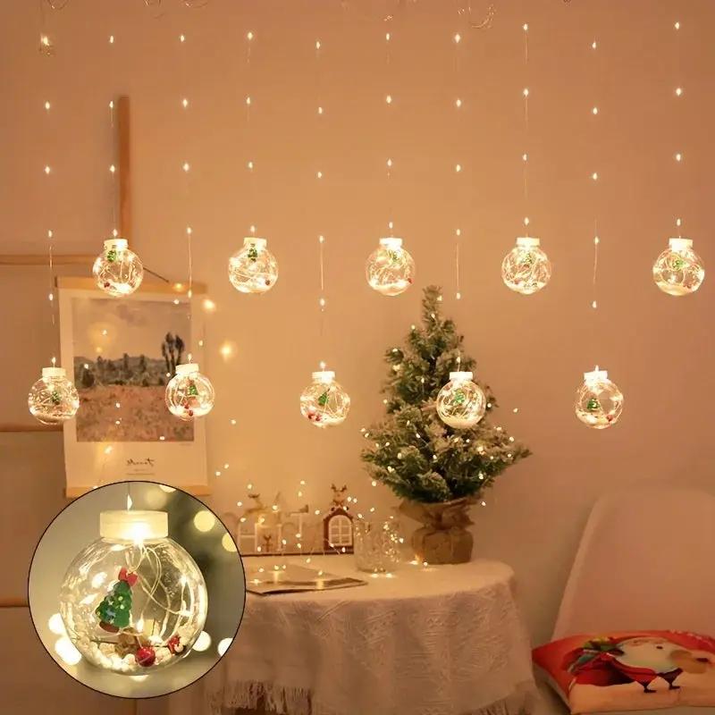 LED Christmas Curtain Lights with Copper Wire & Wishing Ball by House Of Avana